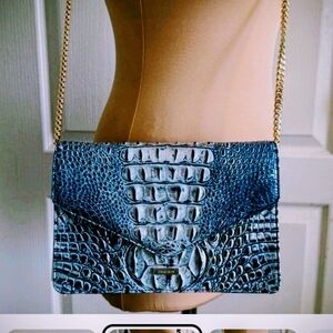 Brahmin Blue Embossed Crossbody Bag